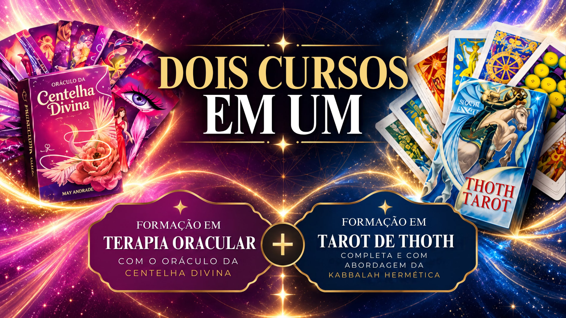 Dois cursos em um: Formação em Terapia Oracular com o Oráculo da Centelha Divina + Formação em Tarot de Thoth